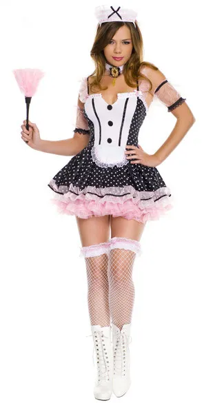 Lady Sexy Maid Outfit Женщины Сладкая Французская Горничная Костюм Косплей Необычное платье