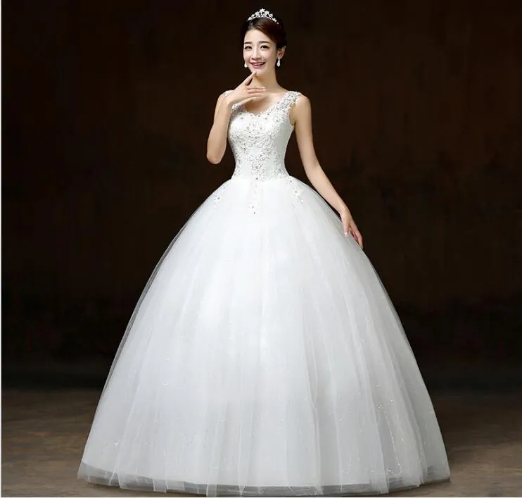Photo réelle robes de mariée personnalisées 2018 robe de noiva pas cher dentelle avec paillettes blanc princesse robes de mariage conception robe de bal