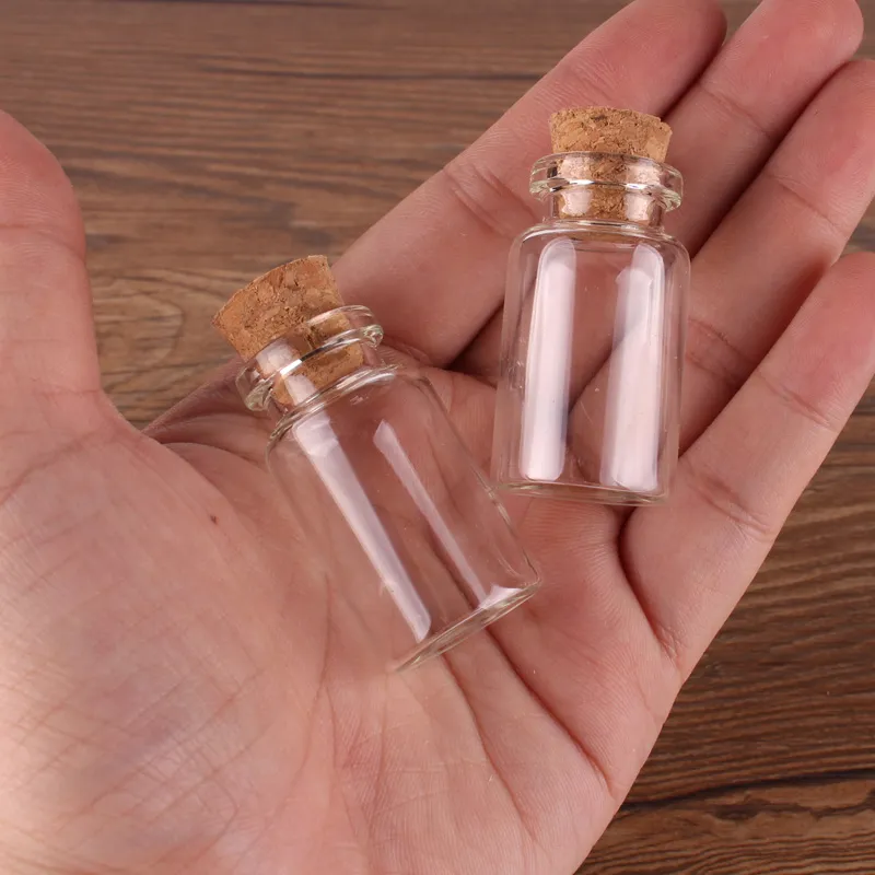 Storlek 22 * ​​40 * 12.5mm 7ml Mini Glass Parfym Spice Flaskor Tiny Jars Flaskor med Cork Stopper Hängande Hantverk Bröllopsgåva 