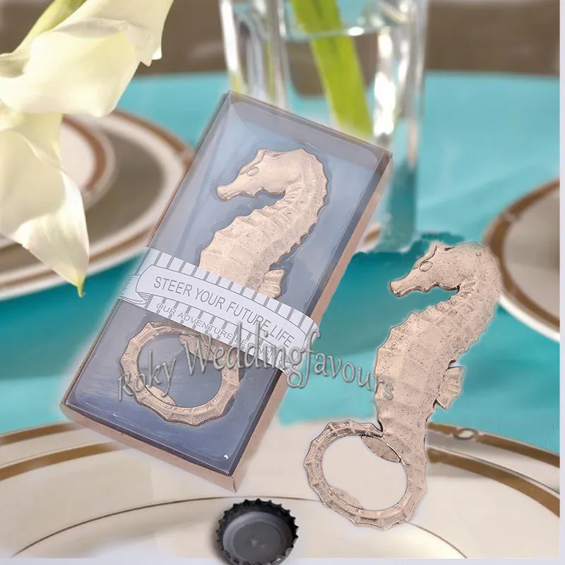 40 sztuk Seahorse Otwieracz do butelek Ślub Ślub Plaża Party Party Posiadacze Zaręczynowe Giveays Prysznic Bridal Event Dostarcza pomysły