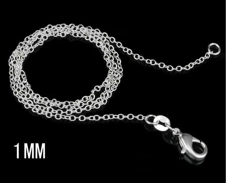 Migliori catene Collane Collana a catena in argento sterling Moda 1MM Collana a croce Collana a catena 16 18 20 22 24 pollici Lunga di alta qualità