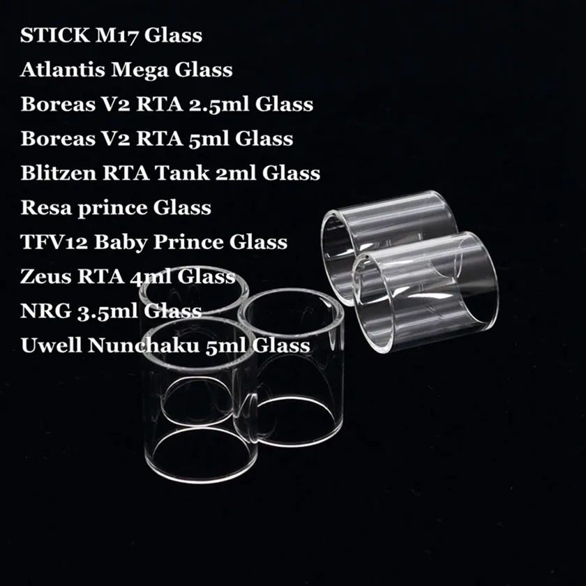 Stick M17 Atlantis Mega Boreas V2 Blitzen RTA Tank Resa Prince TF12 Baby Prince Zeus Nrg Nunchaku Pyrex Zastępcza rurka szklana