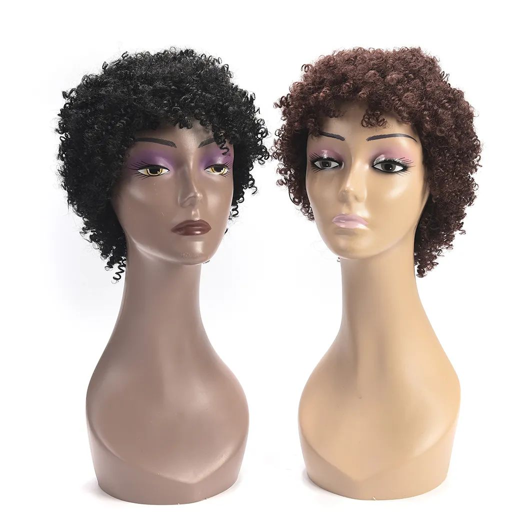 Kinky Curly Afro Wig Sintético Cabelo Curto Perucas Pretas para Mulheres e Homens Africano Pelucas Peruca Cosplay