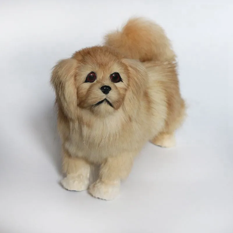 Dorimytrader topluca benzer hayvan Pekingese peluş oyuncak dolması yumuşak relistic kaniş oyuncak pet köpek dekorasyon hediye 20x26 cm DY80009