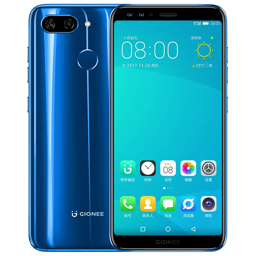 Téléphone portable d'origine Gionee S11 4G LTE 4 Go de RAM 64 Go de ROM Helio P23 Octa Core Android 5,99 pouces 16,0MP ID d'empreintes digitales Smart Mobile Phone Unlock