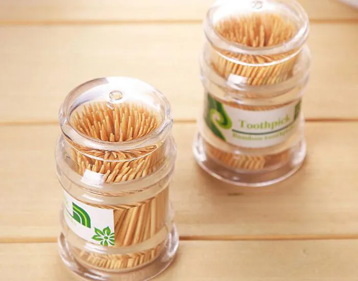 New Creative pagoda natural safety and environmental protection bamboo toothpick box portable transparent cartridge bamboo toothpick