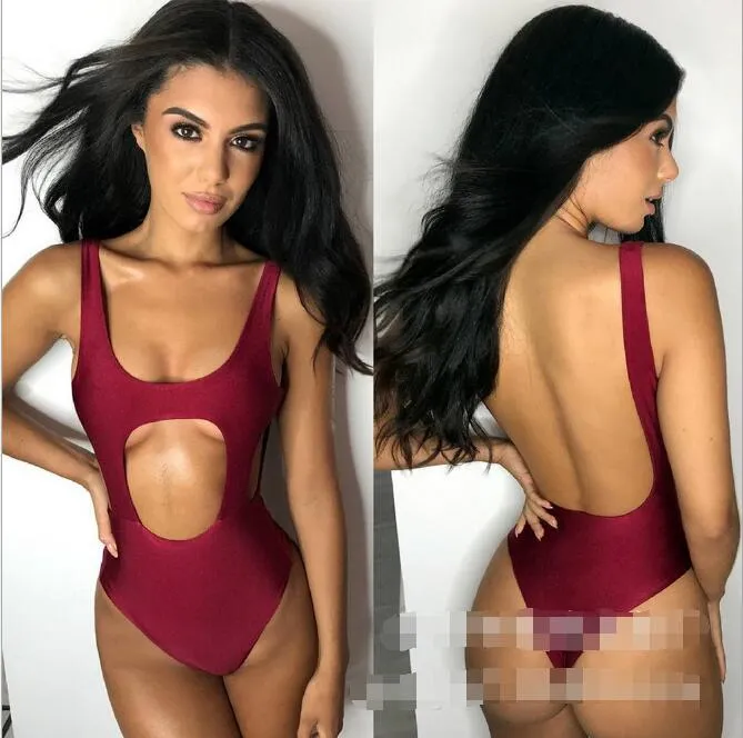 2018 New Arrival Swimwear One Piece Thong String Backless Top Swimsuits Sexy i Kąpiel Damskie Damskie Czerwone Czarne S-XL