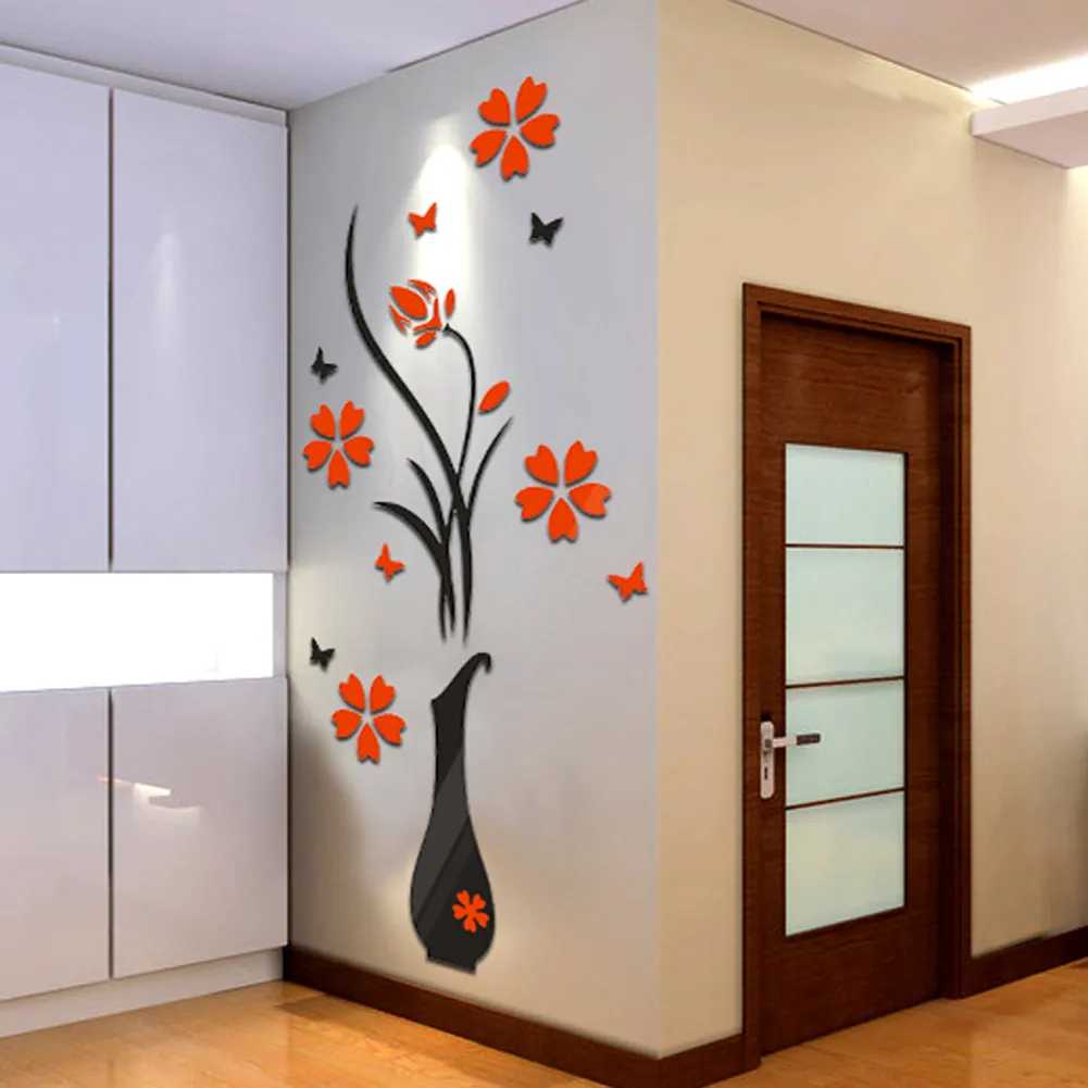 Plum flower 3d Acrylic mirror wall stickers Room bedroom DIY Art