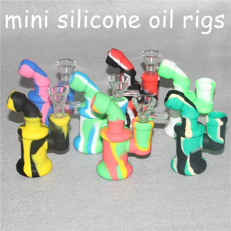 Hookahs Mini bubbler bong Silicone Nectar kits domeless ti Nail oil rigs glass bongs dab rig