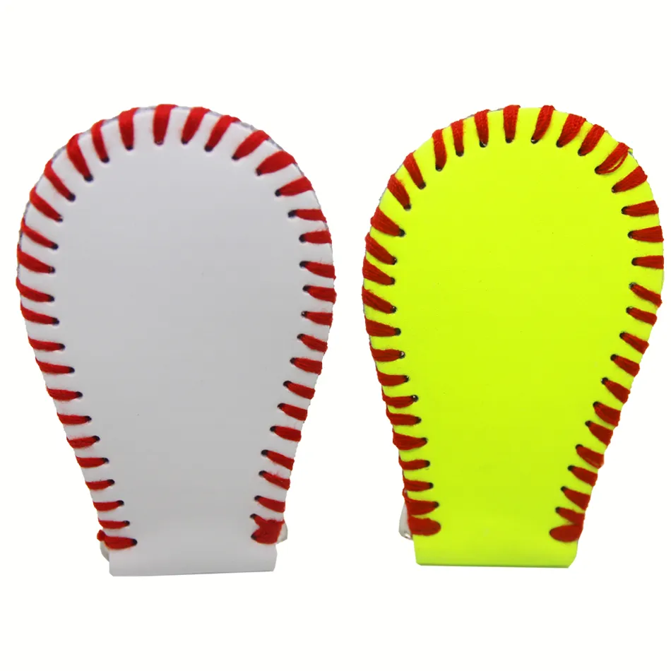 hotsaleusa softball soleggiato Regali di grils in vera pelle gialla ricamata con portachiavi gioielli stagione sportiva baseball in vera pelle bianca