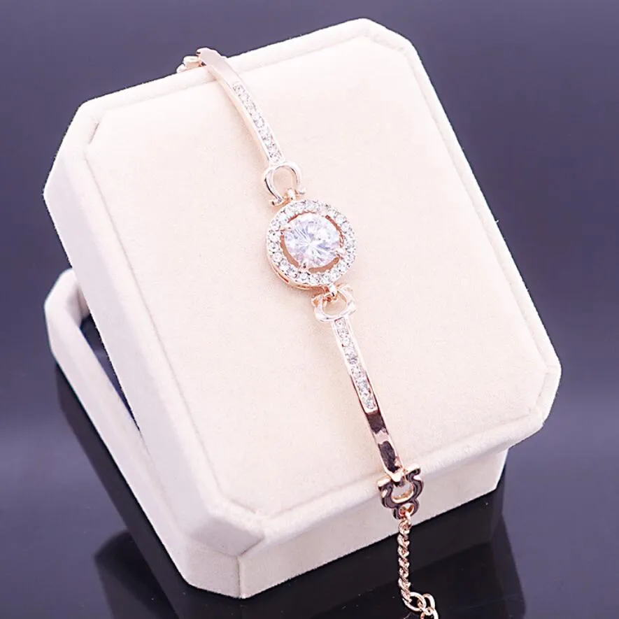 Ny ankomst Koreanska söta lyxsmycken 18k Whiterosegold fylld Multi Color CZ Crystal Hot Women Bracelet Chain for Lovers 'Present