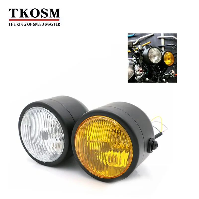 TKOSM Motocykl Reflektory Twin Headlight Motocykl Podwójny Dual Head Lampa Dominator General dla Honda Yamaha Kawasaki Suzuki