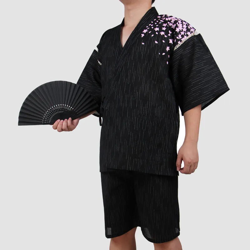 Ethnische Kleidung Tiger Print Cherry Traditionelle japanische Kimono Männer Seeruckers Yukata Herrenbad Set Bühnenaufführung Samurai Kleidung