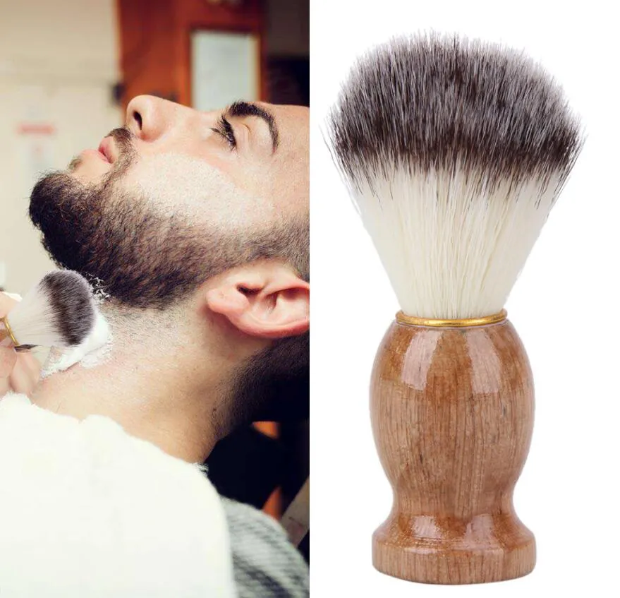 Homens escova de barbear texugo cabelo barbeiro salão facial barba aparelho de limpeza ferramenta barbear ferramenta de limpeza escova de barbear cabo de madeira frete grátis