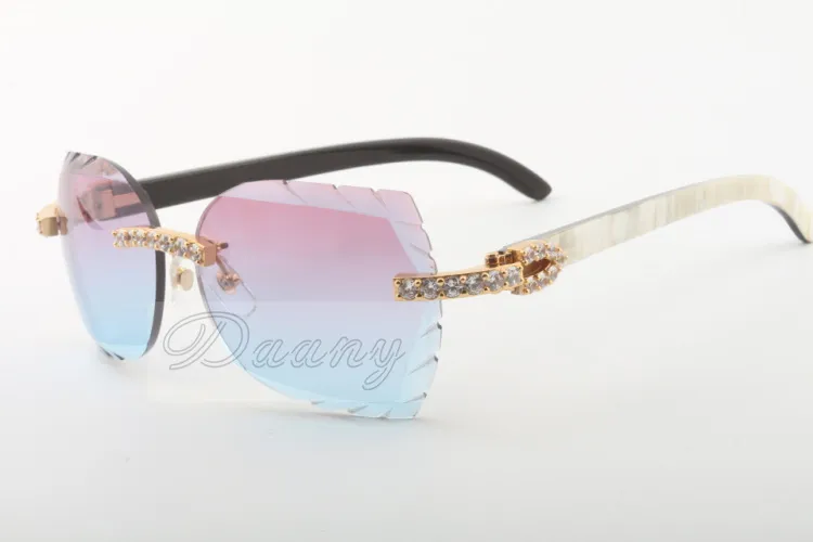 2018 New Natural Mixed Horn Sunglasses, 8300817-A, Colorful High Quality Sunglasses, Luxury Fashion Diamond Glasses Size: 58-18-140mm