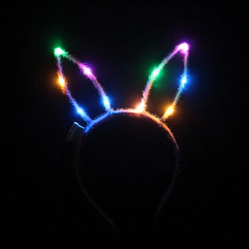 Çocuklar Yetişkinler Bunny Kulakları Yanıp Sönen LED Glow Kafa Hairband Kadınlar Bar KTV Gece Kulübü Elbise Dekor Glow Parti Malzemeleri QW7102