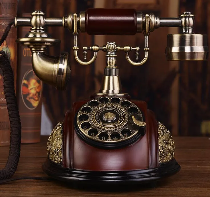  Teléfono antiguo europeo Teléfono retro Teléfono de madera  maciza Hogar antiguo teléfono americano Teléfono fijo : Hogar y Cocina