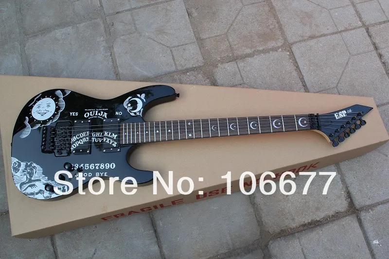 EMS Gratis frakt + Gitarrfabrik + KH-2 Ouija Kirk Hammett Cynthia Custom Shop Black Electric Guitar Hot Guitar I lager