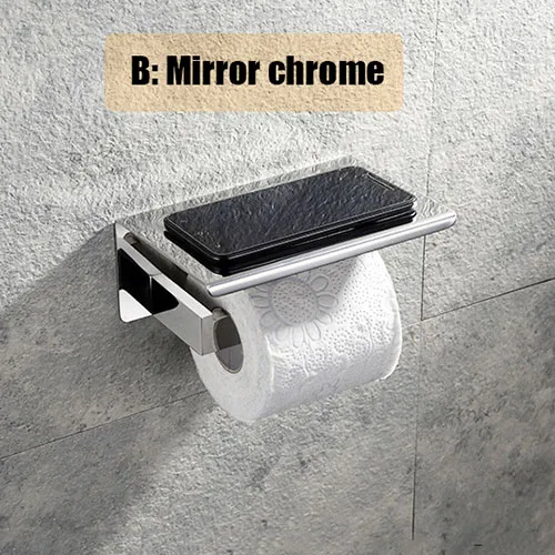 Espelho preto escolha cromo titular papel higiênico top plataforma colocar telefone banheiro de aço inoxidável wall mounted suporte de rolo de papel