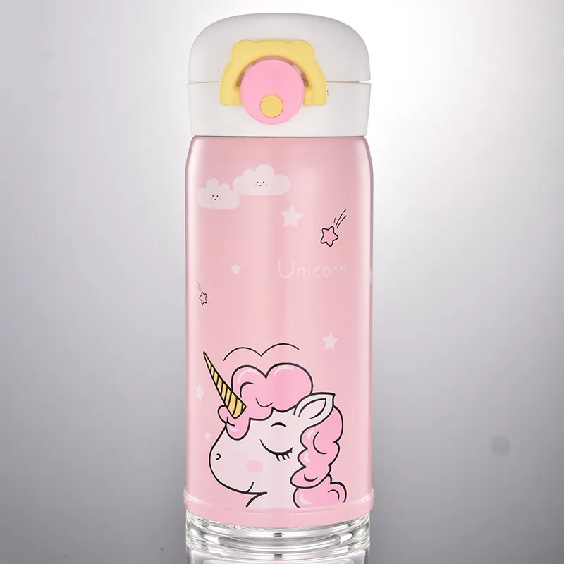Dropship Cartoon Animal Decor Kawaii Water Bottle With Straw