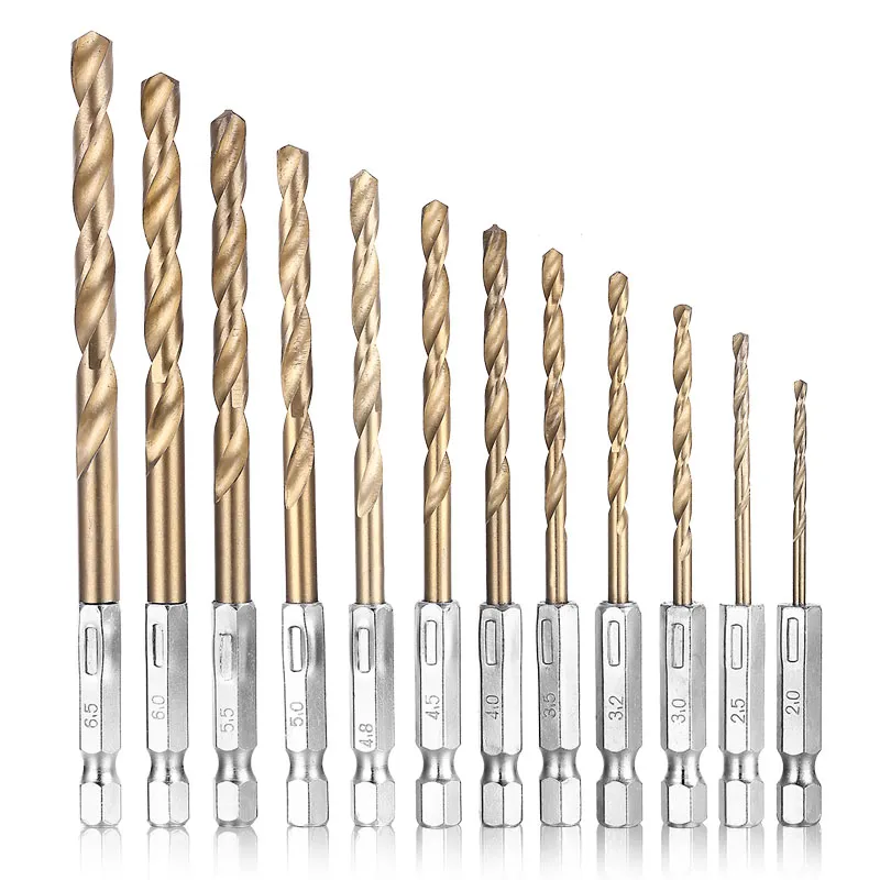 Freeshipping Punta da trapano (13 Pz / lotto) Set di punte da trapano Strumenti Estrattore di viti Strumenti per la lavorazione del legno Punte da trapano elicoidali di potenza Strumento Vite a sei angoli in metallo