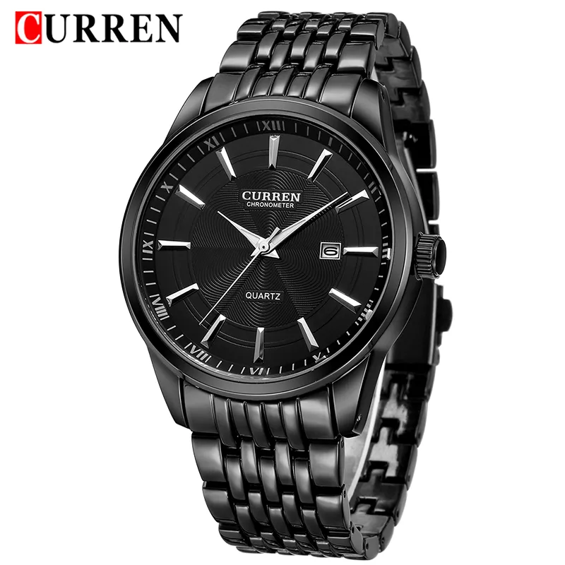 2018 CURREN hommes montres hommes mode en acier inoxydable montre à Quartz homme affaires Date analogique horloge cadeau Relogio Masculino