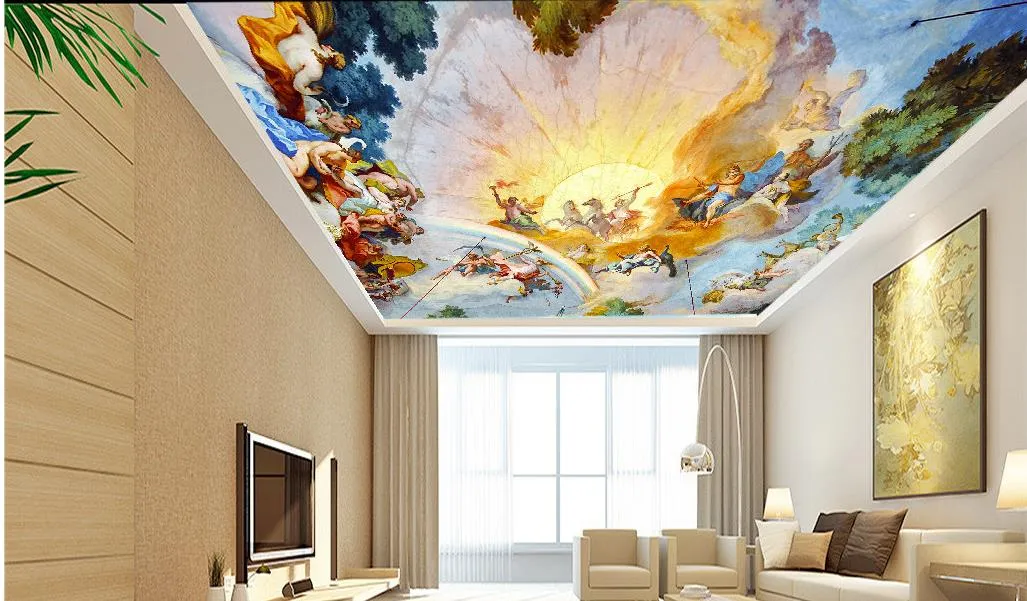 Marble European pattern ceiling European pattern floor tile murals 3d ceiling wallpaper