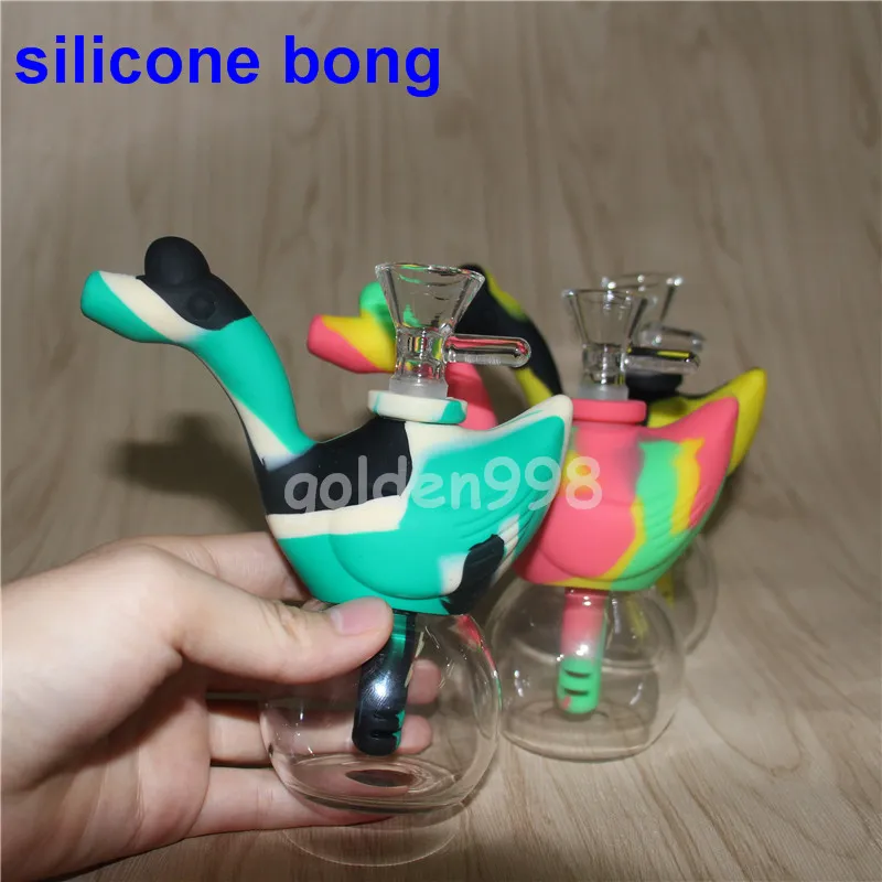 Cigno 10 colori tubi di acqua di vetro gorgogliatore piattaforma petrolifera bong narghilè silicone dab rig ciotola DHL