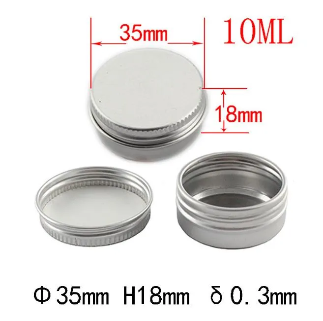 10 15 30 60 100 150 200 250 ml Tomma aluminium Kosmetiska behållare Pot Lip Balm Jar Tenn För Krämsalva Handkräm Förpackningslåda