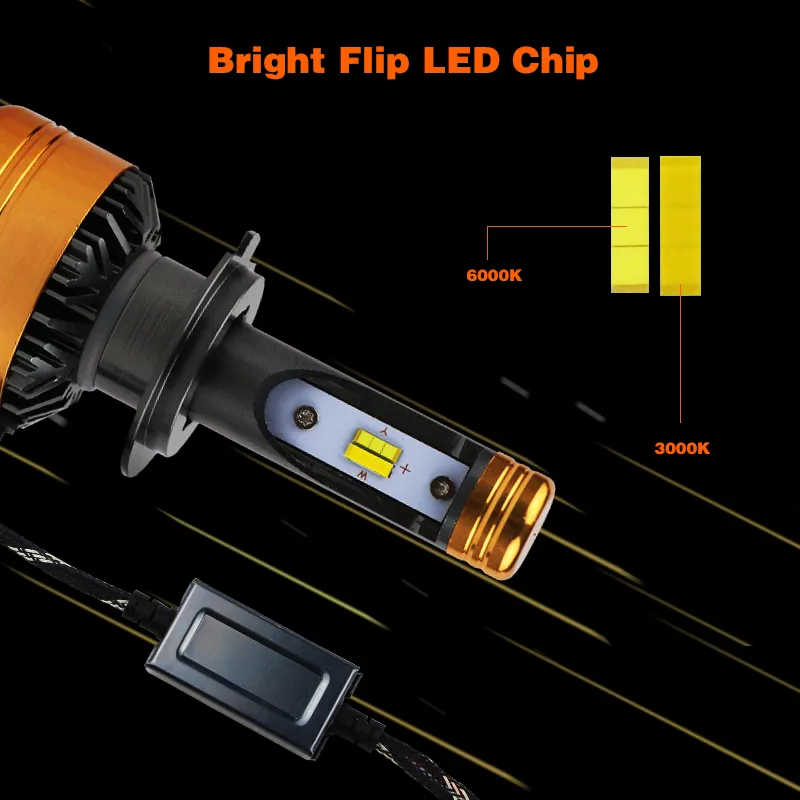 Envio por DHL Car Tricolor LED Farol Z5 H1 H4 H7 H11 100 W 5800LM Flip Chips 3000K 4300K ​​6000K Switchback LED Lâmpadas
