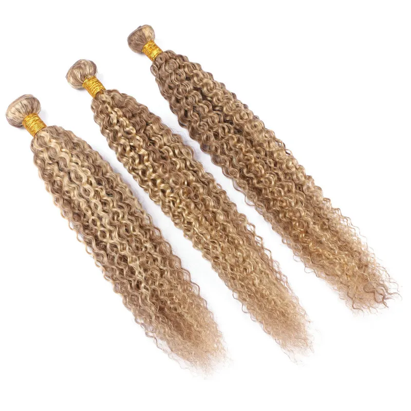 Virgem Peruano Cor Do Cabelo Humano Weave Bundles Kinky Curly # 27/613 Extensões de Cabelo Humano de Piano Misturado Dois Tons Ofertas Cabelo Ombre Bundle