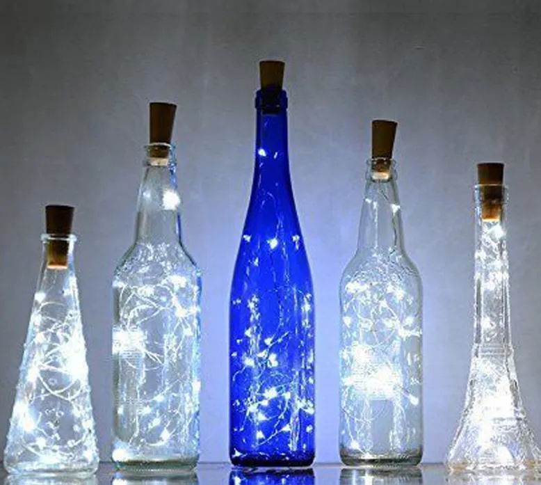 Luces Para Botes De Cristal Paquete De 12 Luces Para Botellas, Luces De Corcho Para Botellas De Vino, Luces De Hadas De Alambre De Cobre De 2 M Y 20 LED Para