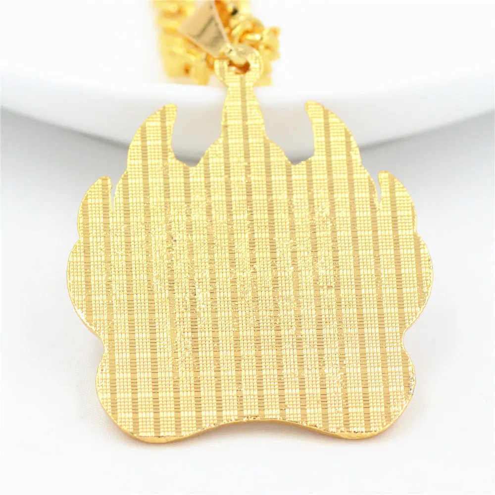 Hip Hop Bear Paw Footprint Gold Anhänger Halsketten Anhänger Bling Bling Iced Out Crystal Halsketten Edelstahl Seilkette 8978720