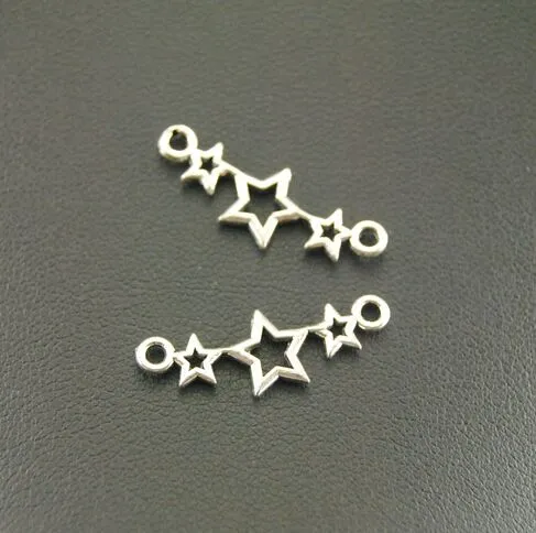 100 Stück Antik Silber Stern Verbinder Anhänger Charms für Halskette Schmuckherstellung 25x9mm