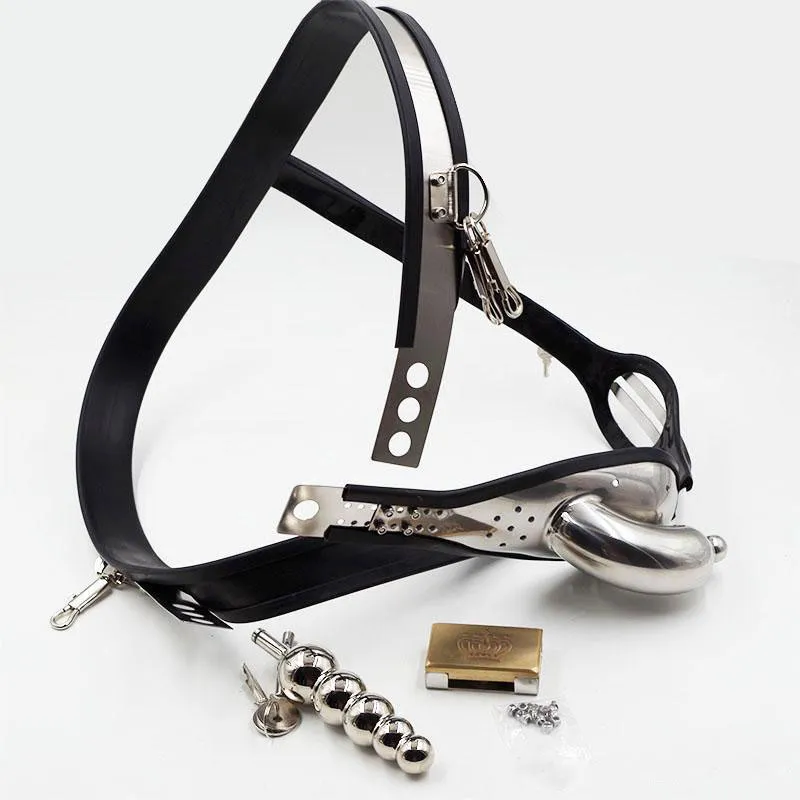 Nouveaux dispositifs de chasteté en acier inoxydable ceinture masculine en  forme de T avec bouchon de perle anale amovible cathétérisme bouchon