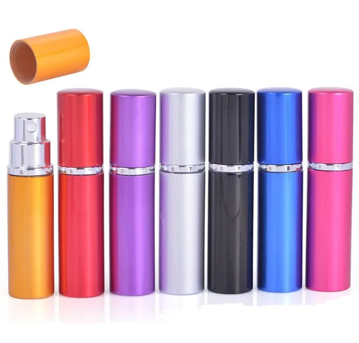 7 Colors 5CC smooth Aluminium perfume bottle 5ml Refillable Perfume Atomizer Travel bottles fragrance glass Spray bottles SN302