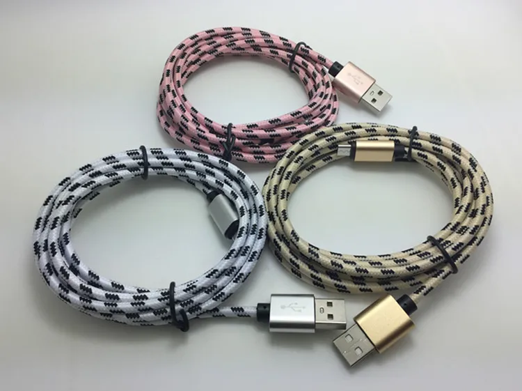 Flätad nylon typ C Kabel Micro USB-dataskaddkabel 1m 2m 3m kablar för Samsung S6 S7 S8 Plus MacBook HTC Android-telefon