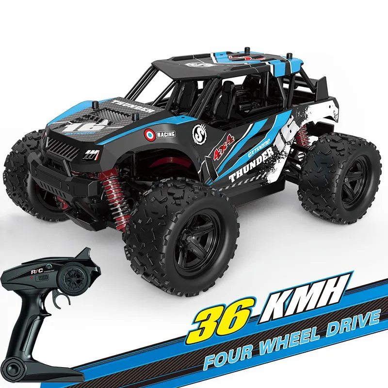 Elektro-/RC-Auto RC-Car-Spielzeug Super High Speed 36 KM/H 1 18 Monster Race Power Wheels Cool Drift LED-Leuchten Multiplayer Sport Kindergeburtstag Weihnachtsgeschenk 240314