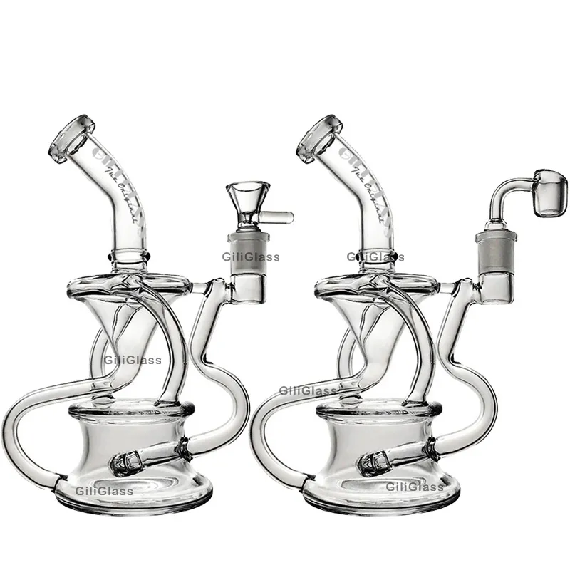 Recycler Oil Rigs Tornado Bong Inline Perc Glass Bongs Smoking Pipes Heady Dab Rig Cyclone Water Pipe with 4mm Thick Quartz Banger