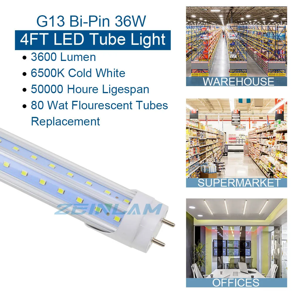 36 watt shop led tube light