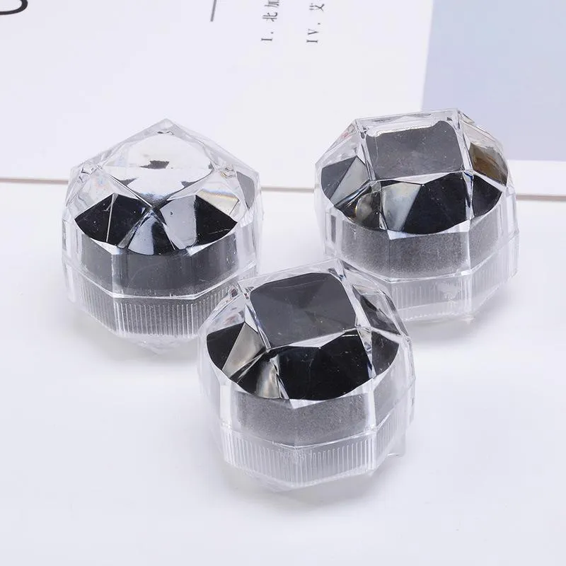 3.8CM Jewelry Package Boxes Ring Holder Portable Acrylic Transparent Rings Earring Display Box Storage Box Cases Bins Organizer NEW GGA2862