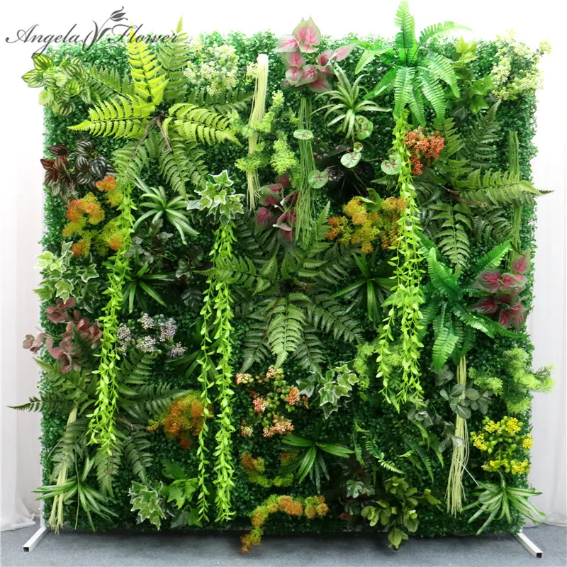 Dekorativa blommor kransar 40x60 cm diy grön konstgjord växt väggpanel plast utomhus gräsmattor matta dekor bröllop bakgrund fest trädgård