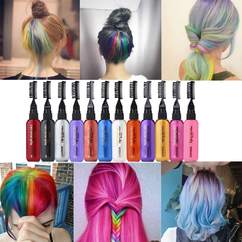 Tillfälligt hår mascara färgkrita 8 färger direkt Hårr Chalks Dye Touchup Mascaras Perfekt gåva för tjejer Kids Women