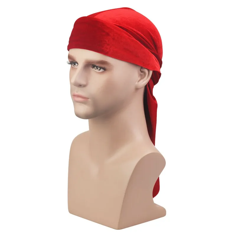 Nouveau Hommes Femmes Bandana Velours Turban Chapeau Durag Hip Hop Chapeaux Tête Écharpe Pirate Hatlong Headwrap Cap Pirate Chapeau Pour Hommes Et Femmes