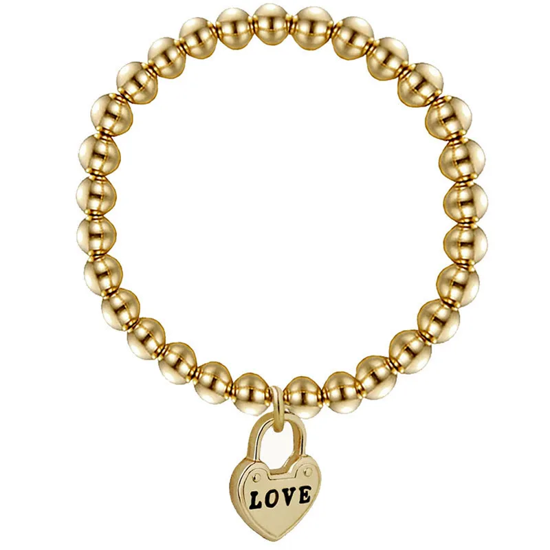Fashion Lettering "Kärlek" Tag Bracelet DIY Kvinnor Rostfritt stål Bead Armband