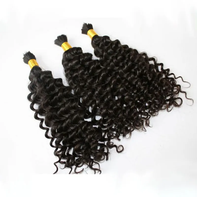 Top Quality Unprocessed Peruvian Deep Wave Hair Bulk Extensions In Bulk No Wefts Cheaper Deep Curly Hair Bulk For Braids Human Hair