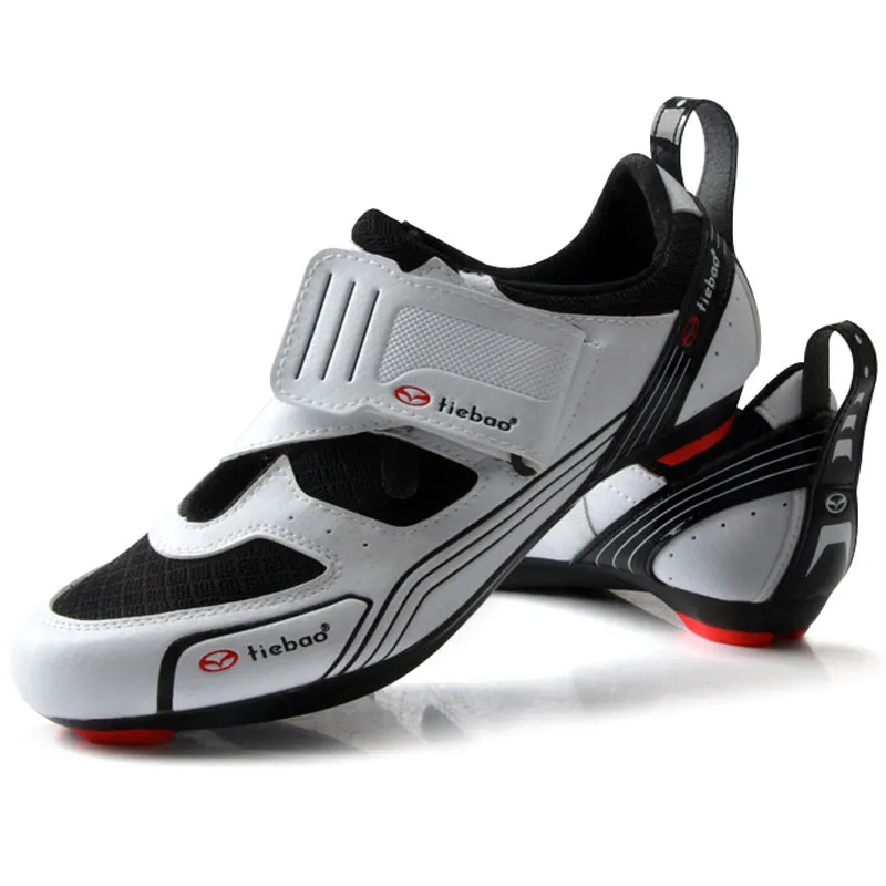 Tiebao Outdoor Road Fietsen Schoenen Spinning Klasse Bike Schoenen Drievoudige riemen Compatibel met SPD, SPD-SL Look-Keo Cleat