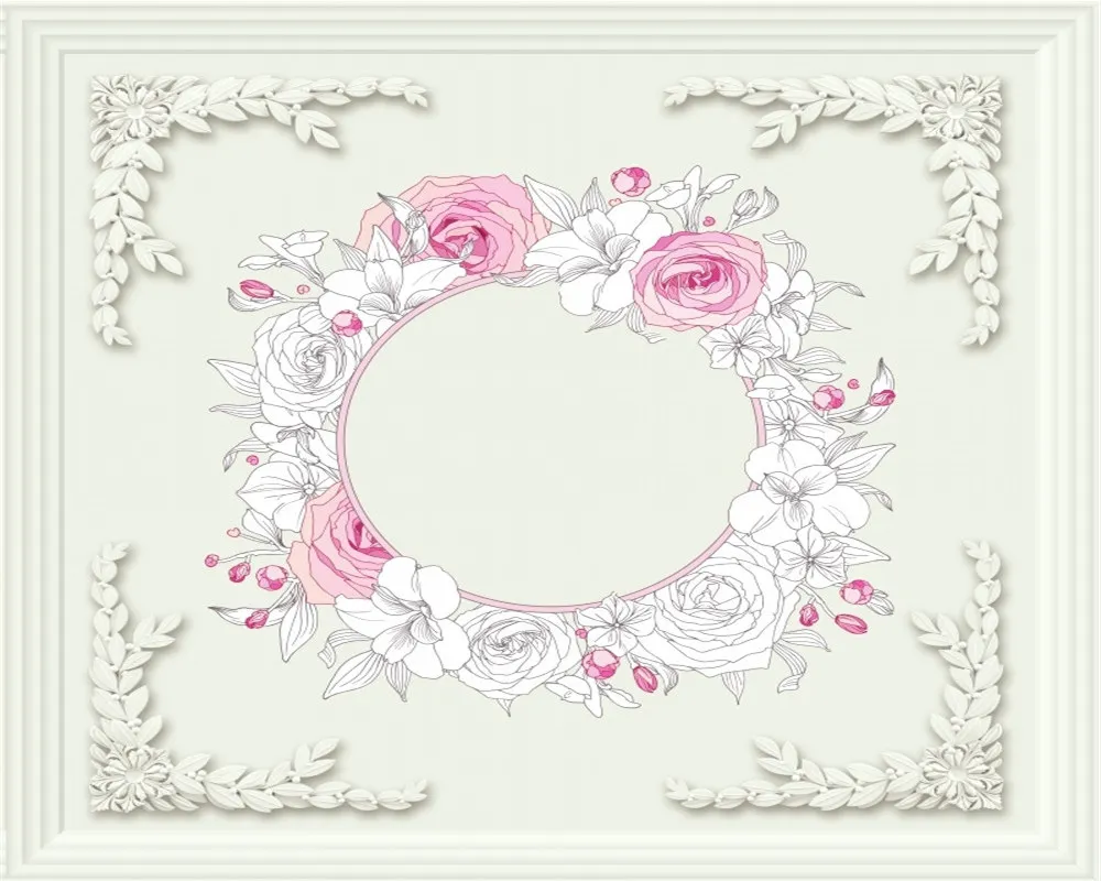 Papier peint couronne de roses blanches roses, décoration zénith pour salon et chambre à coucher, papier peint Mural en soie