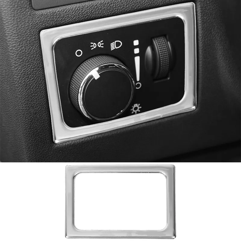 Dodge Challenger 2009-2014カーインテリアアクセサリーのための銀のABSのインテリアのヘッドライトスイッチのノブのフレーム装飾カバー