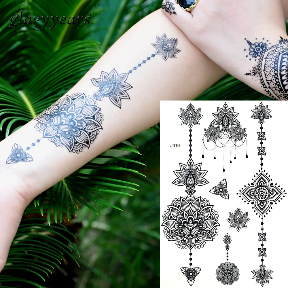 1sheet Mandala Rose Henna Tattoos Sexy Jewel Temporary Tattoo Body Art  Decals St